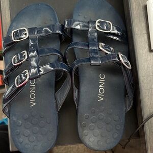 Vionic Dark Blue Patent Sandals